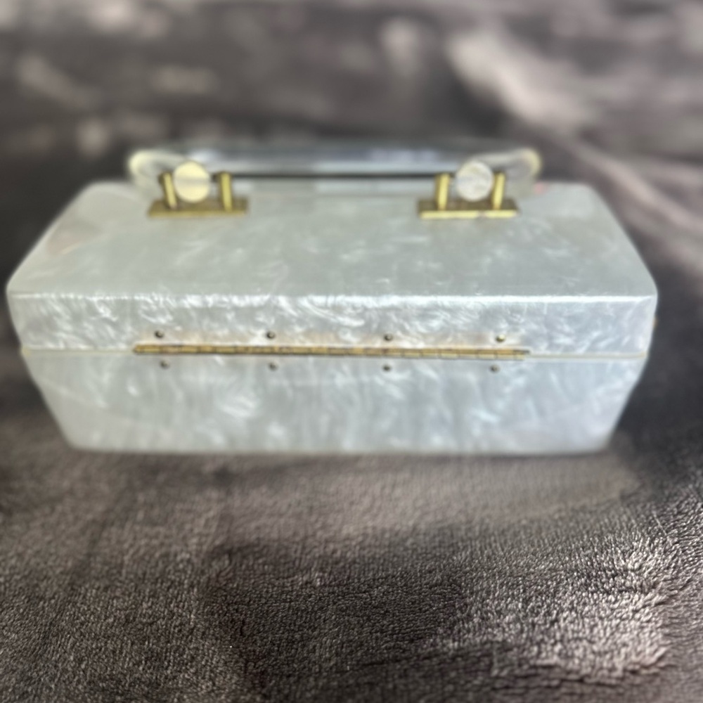 Vintage Dorset Rex Fifth Avenue White Mother Of Pearl And Lucite Retro 1960s Bag - Picture 4 of 5